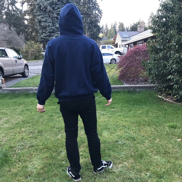 Comfy oversized vintage navy hoodie - Picture 2 of 3